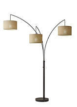 Load image into Gallery viewer, Adesso 4238-26 Trinity Arc Floor Lamp Antique Bronze FinisH, Beige Burlap Lamp. Home Decor Lamps and Light Fixtures, 82",3 Arm