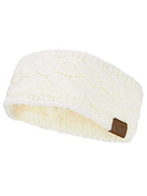 Load image into Gallery viewer, C.C Soft Stretch Winter Warm Cable Knit Fuzzy Lined Ear Warmer Headband, Ivory