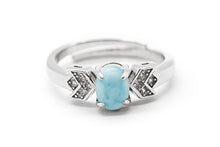 Load image into Gallery viewer, AZIEL Natural Larimar 925 Sterling Silver Larimar Ring Size Adjustable Antique Style
