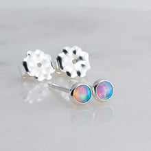 Load image into Gallery viewer, Light Blue Opal Cabochon in Sterling Silver Stud Earrings for Women Fashion Jewelry Earings