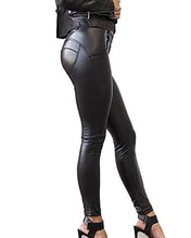 Load image into Gallery viewer, SEASUM Women's Faux Leather Leggings Pants PU Elastic Shaping Hip Push Up Black Sexy Stretchy High Waisted Tights M