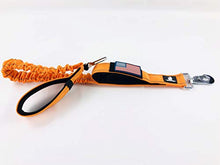 Load image into Gallery viewer, TACTICAL BUNGEE K9 DOG LEASH - 1.5" INCH WIDE DOG LEASHES FOR XL DOGS HEAVY DUTY NYLON ELASTIC STRETCH SHOCK ABSORBING MILITARY DOGS TRAINING LEASHES WITH REMOVABLE AMERICAN FLAG PATCH (ORANGE, SOLID)