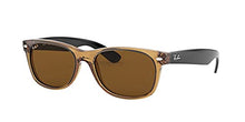 Load image into Gallery viewer, Ray-Ban unisex adult Rb2132 New Wayfarer Polarized Sunglasses, Gold Frame/Brown B-15XLT Lens, 55 mm US