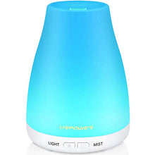 Load image into Gallery viewer, URPOWER 2nd Version Essential Oil Diffuser Aroma Essential Oil Cool Mist Humidifier with Adjustable Mist Mode,Waterless Auto Shut-Off and 7 Color LED Lights Changing for Home (White)
