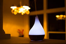 Load image into Gallery viewer, XBrand Bamboo/Glass Aromatherapy Essential Oil Diffuser & Color Changing Mist Humidifier, 10 Inch Tall, Brown & White