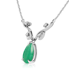 Load image into Gallery viewer, Galaxy Gold 1.02 ct 14k White Gold Drop Necklace with Genuine Diamonds & Pear-Shaped Natural Emerald 4273W (24)