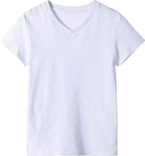 Load image into Gallery viewer, UNACOO Unisex Kids 2 Packs or 3 Packs Tees Short Sleeve V Neck T-Shirt for Boys and Girls (Age 3-12 Years)(Black+White,xs(3-4Y))