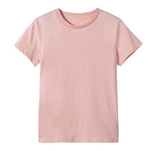 Load image into Gallery viewer, UNACOO Unisex Kids 2 Packs 100% Cotton Short Sleeve Crewneck T-Shirt for Boys and Girls (Age 3-12 Years)(Pink+White Stripe,xs(3-4Y))