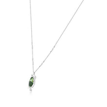 Load image into Gallery viewer, GEMISTRY "GG Collection Sterling Silver Elongated Oval Cabochon Chrome Chalcedony Swirl Design Pendant Necklace