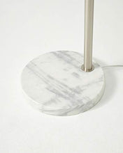 Load image into Gallery viewer, Brightech Mason - Arc Floor Lamp with Unique Hanging Drum Shade for Living Room Matches Your Decor - Arching Over The Couch from Behind, This Standing Pole Light Gets Compliments - Nickel