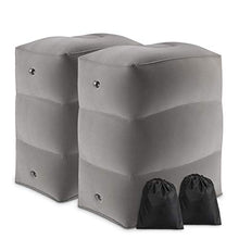 Load image into Gallery viewer, Inflatable Travel Foot Rest Pillow | Kids Airplane Bed | Adjustable Height Leg Pillow | Make a Flat Bed for Kids and Toddlers | Great for Airplane, Train, car(Grey, 2 Pack)