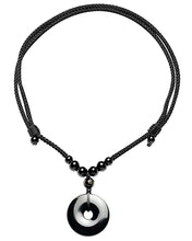 Load image into Gallery viewer, Lightock Feng Shui Black Obsidian Wealth Peace Buckle Pendant Necklace Six-Character Agate Amulet Reiki Crystal with Cord Necklaces for Women Mens Meditation Yoga