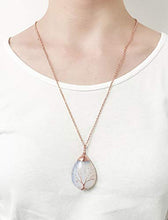 Load image into Gallery viewer, Jovivi Vintage Man-Made Opalite Crystal Necklace Wire Wrapped Copper Tree of Life Teardrop Gemstones Chakra Pendant Necklace for Women