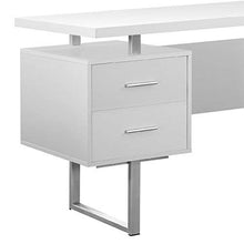 Load image into Gallery viewer, Monarch Specialties White Hollow-Core/Silver Metal Office Desk, 60-Inch