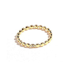 Load image into Gallery viewer, Carleen 18k Solid Yellow Gold 0.1ct Diamond Stackable Beaded Ring Band Women Girls