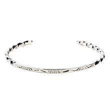 Load image into Gallery viewer, Tskies Sterling Silver Navajo Bracelet for Women Hand Stamped Twisted Cuff Native American Made