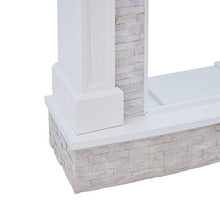 Load image into Gallery viewer, SEI Furniture Jacksdale Faux Stone Accent Electric Hidden Media Shelf Fireplace, White