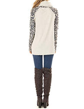 Load image into Gallery viewer, Blivener Women's Casual Sweatshirts Long Sleeve Leopard Print Tops Cowl Neck Raglan Shirts White S