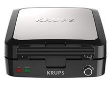 Load image into Gallery viewer, KRUPS Belgian Waffle Maker, Waffle Maker with Removable Plates, 4 Slices, Black and Silver
