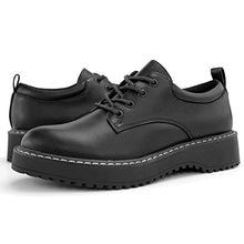 Load image into Gallery viewer, Hawkwell Women's Lace-Up Platform Oxford Shoes, Black PU, 7.5 M US