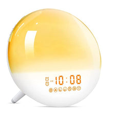 Load image into Gallery viewer, Sunrise Alarm Clock, Wake Up Light with Dual Alarms Clock for Bedrooms, Smart Alarm Clock for Heavy Sleepers Adults Kids, 7 Nature Sounds & Snooze, FM Radio, 7 Colors Ambient Lamp, Ideal for Gift