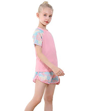 Load image into Gallery viewer, KID1234 Girls Swimsuit Two Piece Rashguard Swimwear Girls Bathing Suit UPF 50+ Beach Wear for Girls 13-14 Years Pink