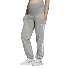 Load image into Gallery viewer, adidas Women's Essentials Cotton 3-Stripes Joggers (Maternity), Medium Grey Heather/White, X-Small