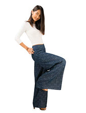 Load image into Gallery viewer, Tropic Bliss Women's Fall Palazzo Pants, Organic Cotton, Office Casual Blue