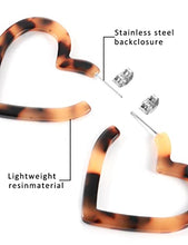 Load image into Gallery viewer, BESTEEL Acrylic Hoop Earrings for Women Resin Acetate Drop Dangle Earrings Statement Fashion Heart Mottled Acrylic Earrings