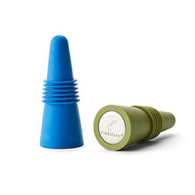 Load image into Gallery viewer, Rabbit Rabbit Wine and Beverage Bottle Stoppers with Grip Top (Blue, Set of 2)