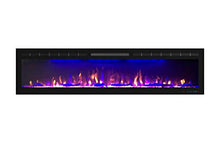 Load image into Gallery viewer, Mystflame 72 inch Electric Fireplace - Ultra Slim Frame - in Wall Recessed & Wall Mounted - Multicolor Flame - Log & Crystal Hearth - 1500/750 Watt Heater - Remote Control & Touch Screen- Timer