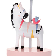 Load image into Gallery viewer, Lambs & Ivy Jazzy Jungle Zebra White/Peach Nursery Lamp with Shade & Bulb