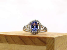 Load image into Gallery viewer, Dazzlingrock Collection 10K Oval Cut Tanzanite & Round Cut Diamond Bridal Halo Engagement Ring, White Gold, Size 8