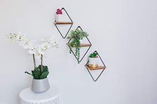 Load image into Gallery viewer, Simulayte Floating Geometric Triangle Shelves | Rustic Wall Shelf Set of 3 | Modern Wall Decor | Diamond Frame | Farmhouse Art | Mounting Hardware Included