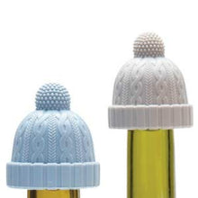 Load image into Gallery viewer, Beanie Cap Decorative Silicone Bottle Stopper in a gift box, Set of Two, Novelty Cork Replacement, Beverage and wine Keeper, champagne bottle stoppers (Blue & Grey)