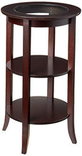 Load image into Gallery viewer, Frenchi Furniture Wood Round Side /Accent Table , Inset Glass, Two Shelves