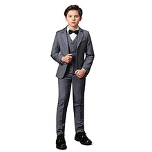 Load image into Gallery viewer, Suit for Boys Slim Fit Gray Tuxedo Suit for Wedding Kids Toddler Boy 5 Piece Formal Dresswear Set Size 8
