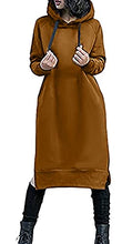 Load image into Gallery viewer, WiseWater Womens Sweatshirt Dress Hoodie Long Tunic Dress Solid Pullover Loose Sweater Hoodie Tops Plus Size (Brown, l)