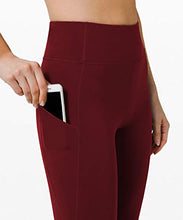 Load image into Gallery viewer, PHISOCKAT High Waist Yoga Pants with Pockets, Tummy Control Yoga Pants for Women, Workout 4 Way Stretch Yoga Leggings (Wine, Medium)