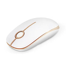 Load image into Gallery viewer, Jelly Comb 2.4G Slim Wireless Mouse with Nano Receiver Less Noise, Portable Mobile Optical Mice for Notebook, PC, Laptop, Computer, MacBook - White and Gold