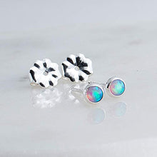 Load image into Gallery viewer, Light Blue Opal Cabochon in Sterling Silver Stud Earrings for Women Fashion Jewelry Earings