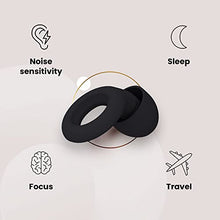 Load image into Gallery viewer, Loop Quiet Noise Reduction Earplugs – Super Soft, Reusable Hearing Protection in Flexible Silicone for Sleep, Noise Sensitivity & Flights - 8 Ear Tips in XS/S/M/L – 27dB Noise Cancelling – Black