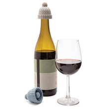 Load image into Gallery viewer, Beanie Cap Decorative Silicone Bottle Stopper in a gift box, Set of Two, Novelty Cork Replacement, Beverage and wine Keeper, champagne bottle stoppers (Blue & Grey)