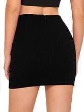 Load image into Gallery viewer, SheIn Women's Casual Floral Embroidered Bodycon Short Mini Skirt Burgundy XS