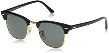 Load image into Gallery viewer, Ray-Ban RB3016 Clubmaster Polarized Square Sunglasses, Black/G-15 Green, 49 mm