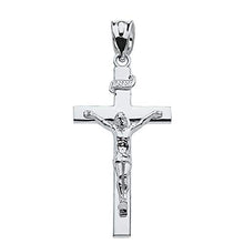 Load image into Gallery viewer, Fine 925 Sterling Silver Linear Cross INRI Crucifix Charm Pendant (1.60")