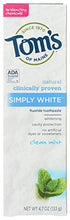 Load image into Gallery viewer, Frankel & Frankel Toms Of Maine Simply White Natural Flouride Toothpaste, Clean, Mint, 4.7 Oz