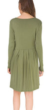 Load image into Gallery viewer, AUSELILY Women's Long Sleeve Pleated Loose Swing Casual Dress with Pockets Knee Length (XS, Wine Red)