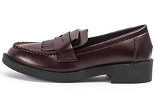 Load image into Gallery viewer, DADAWEN Women's Slip-On Tassel Round Toe Platform Casual Oxfords Dress Shoes Brown US Size 7