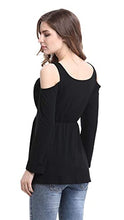 Load image into Gallery viewer, Mooncolour Womens 3/4 Sleeve Hollow Out Casual Loose Solid Blouse Tops 0705_black US Large
